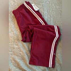 No Boundaries Burgundy Track Pants with White Stripes